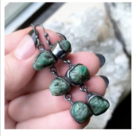 Jewelry - Raw Emerald Earrings